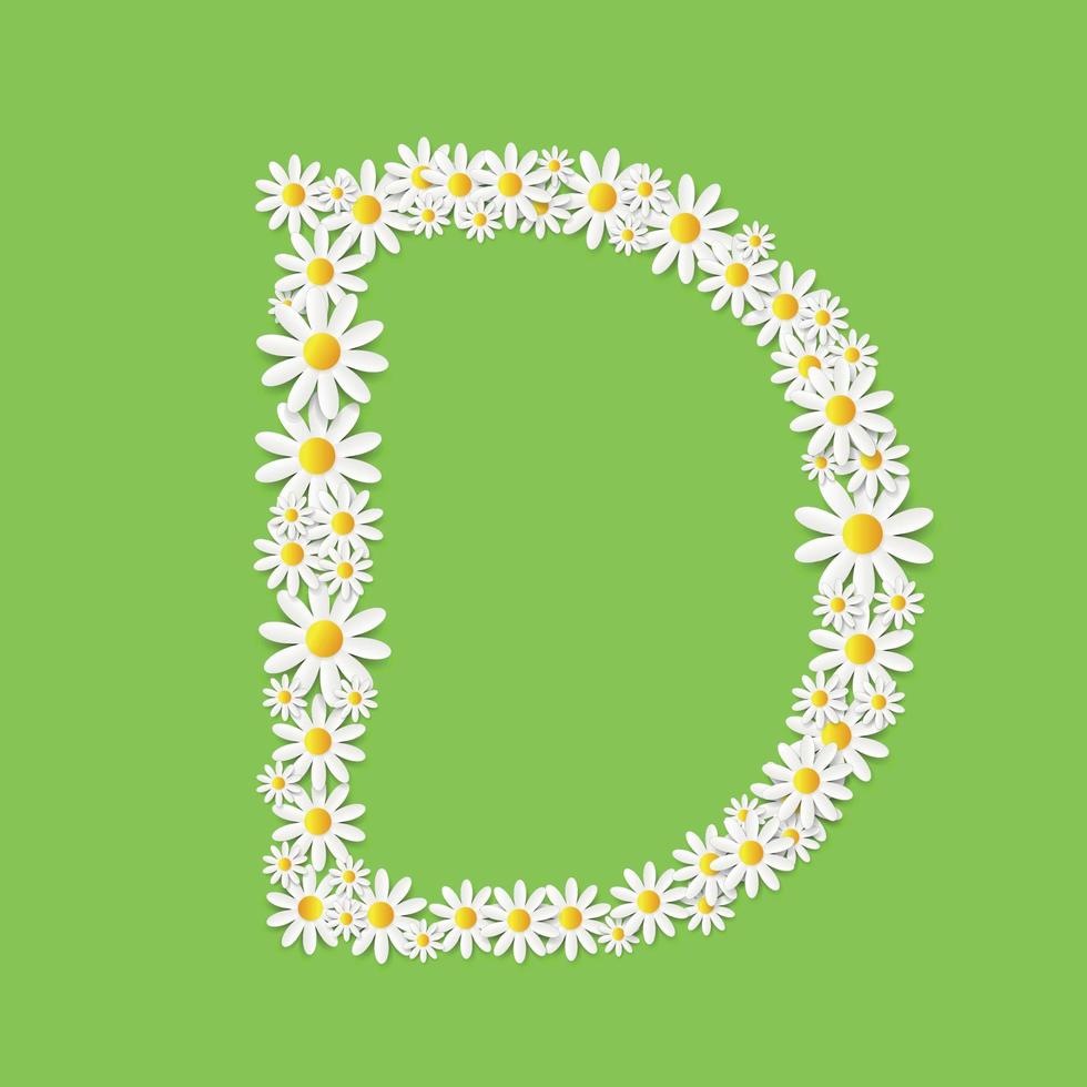 Flora Daisy Design Alphabet Vector Illustartion
