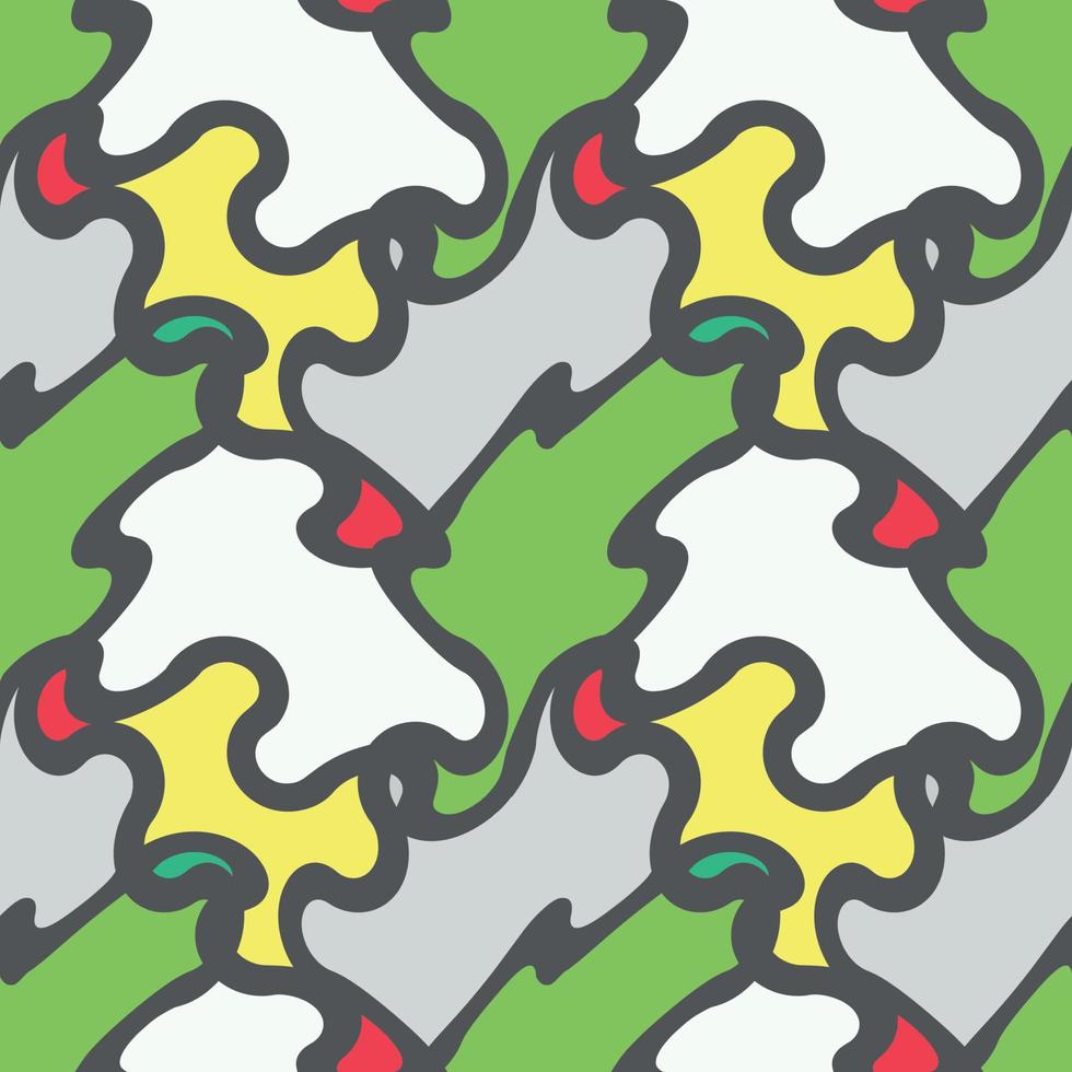 Seamless Pattern. Abstract Psychedelic Art Background. Vector Illustration.