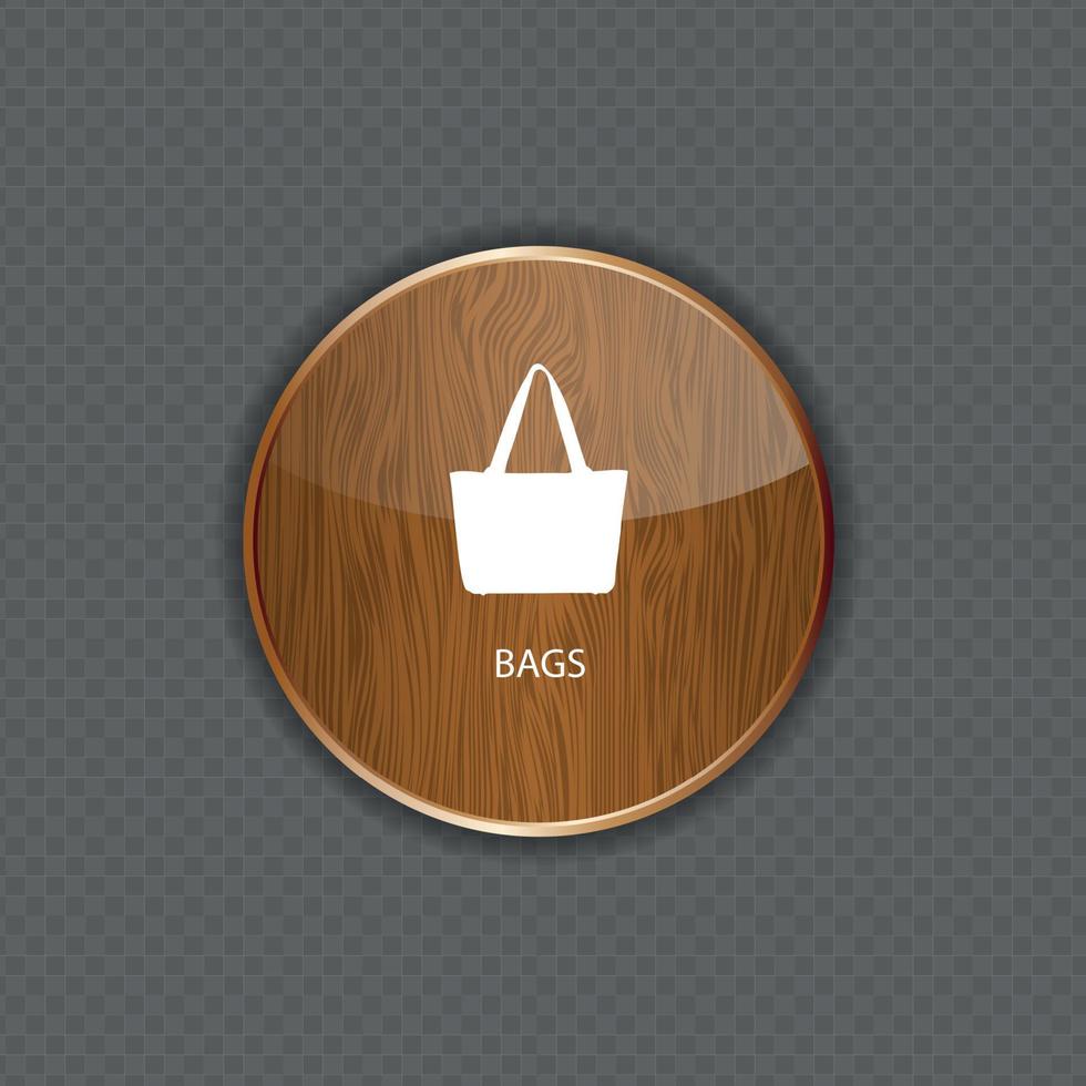 Bags wood application icons vector