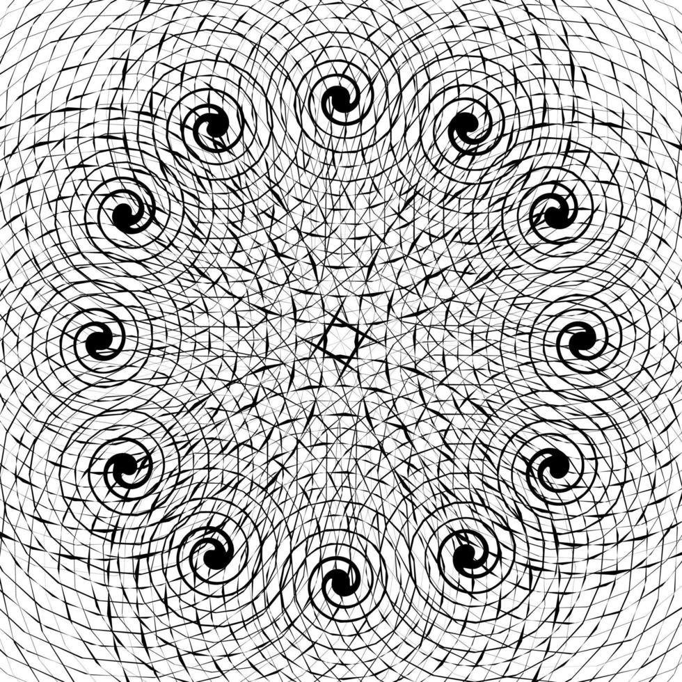 Black and White Abstract Psychedelic Art Background. Vector Illustration.