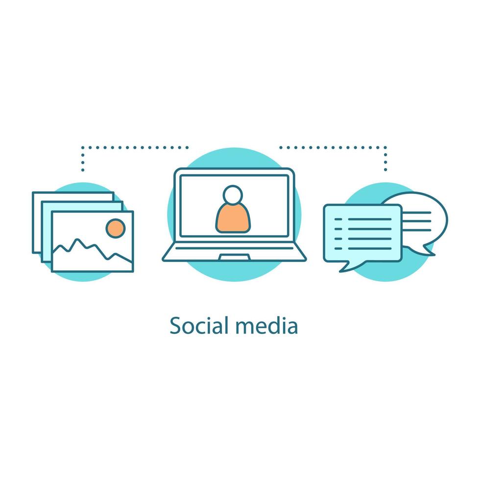 Social media concept icon. Blogging idea thin line illustration. Online communication. Chatting. Content sharing. Vector isolated outline drawing