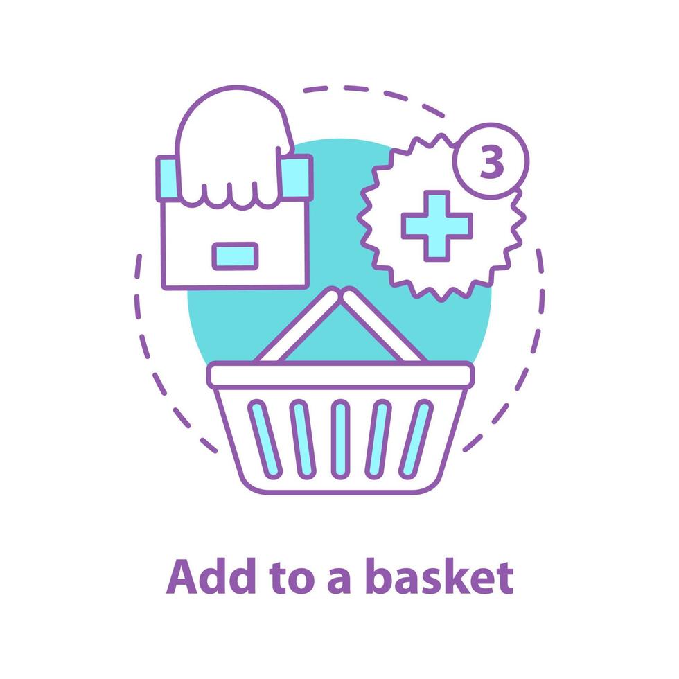 Add to basket concept icon. Online shopping idea thin line illustration. Place an order. Vector isolated outline drawing