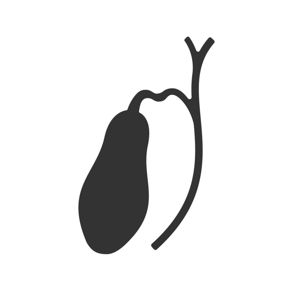 Gallbladder and ducts glyph icon. Silhouette symbol. Negative space. Vector isolated illustration