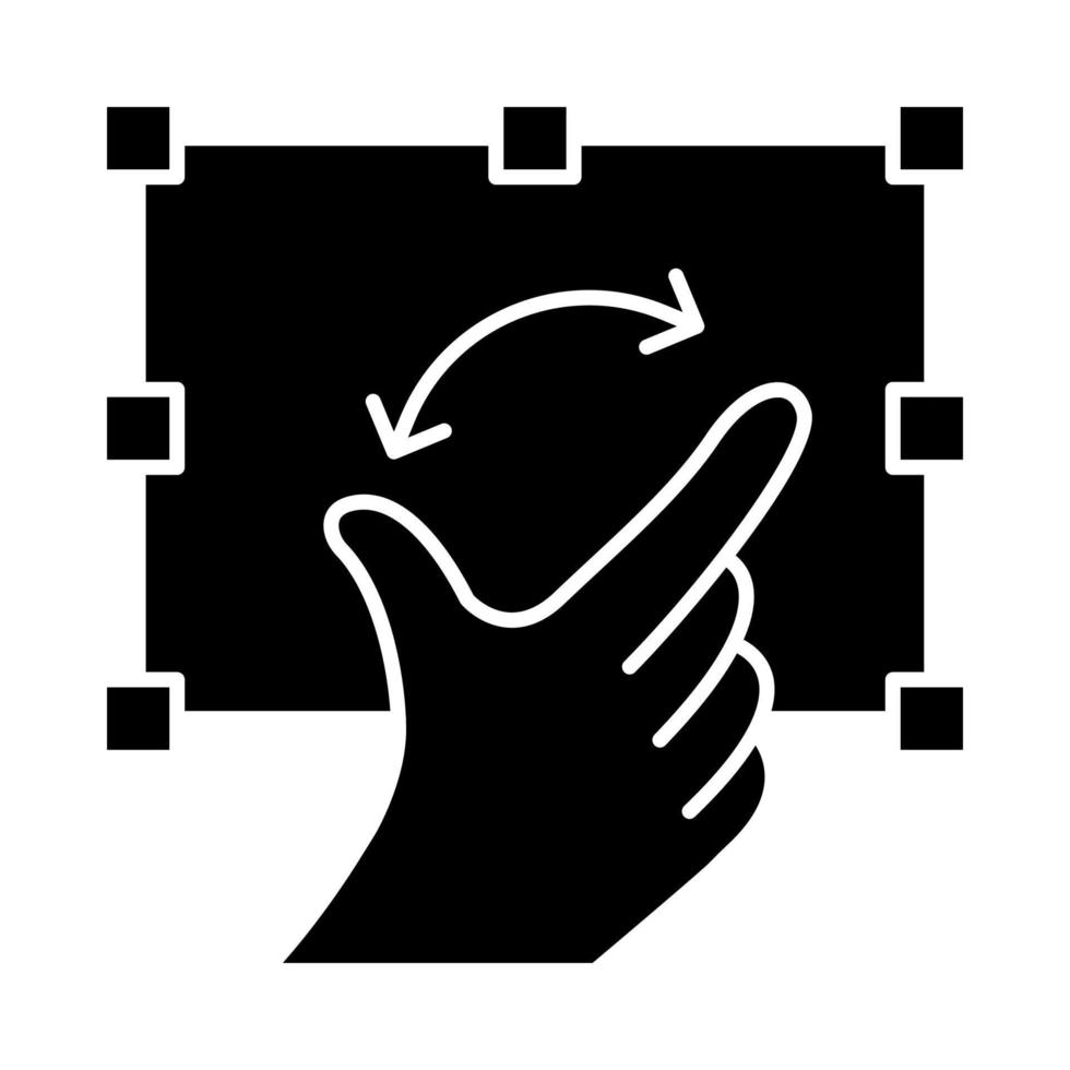 Touchscreen gesture glyph icon. Copy, tap, drag gesturing. Human hand and fingers. Using sensory devices. Silhouette symbol. Negative space. Vector isolated illustration