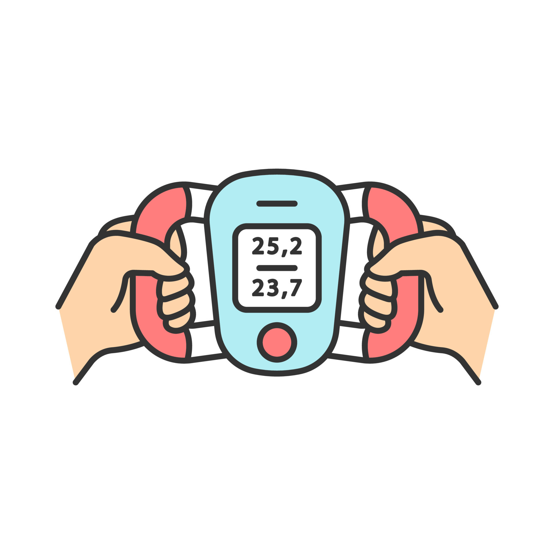 Body fat monitor color icon. Weight loss measurement. Composition analyzer.  Fitness equipment. Portable medical device. Visceral fat level, body mass  index evaluation. Isolated vector illustration 8340958 Vector Art at  Vecteezy