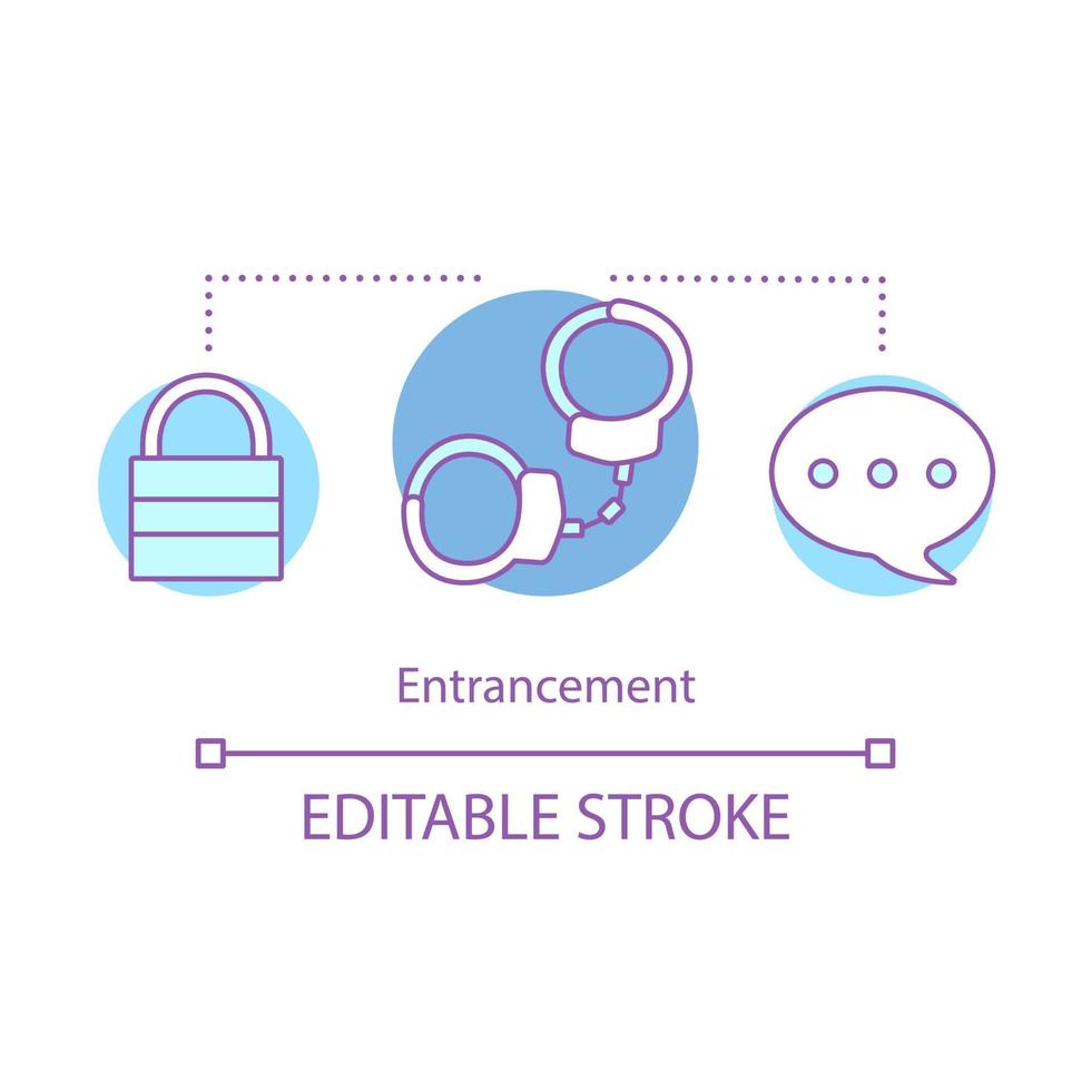 Entrancement concept icon. Anxiety feeling idea thin line illustration. Imprisonment, hopeless circumstances. Criminal in prison. Consternation. Vector isolated outline drawing. Editable stroke