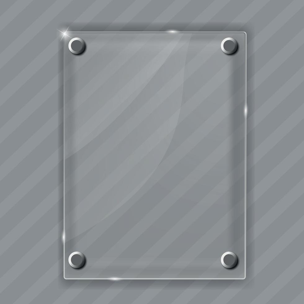 Glass frame on abstract metal background. Vector illustration.