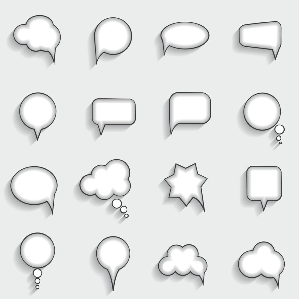 Flat Speech Bubbles with Long Shadows  Vector Illustration