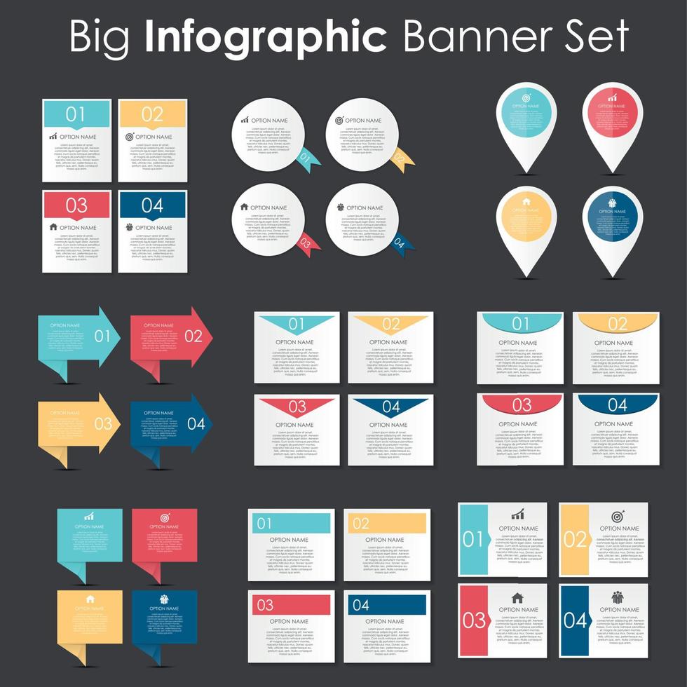 Big Set of Infographic Banner Templates for Your Business Vector Illustration