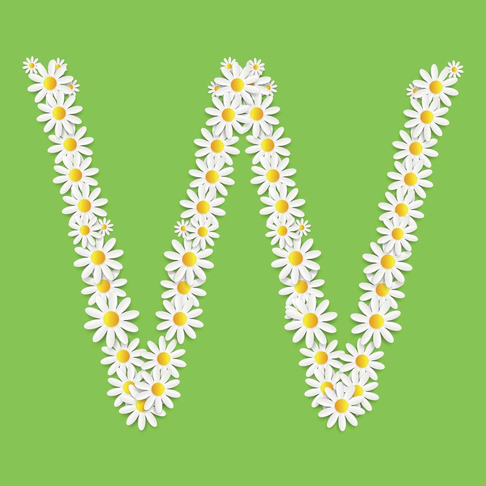 Flora Daisy Design Alphabet Vector Illustartion