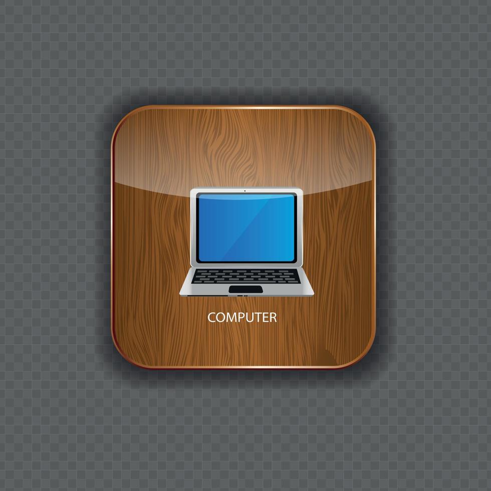 Computer wood application icons vector illustration