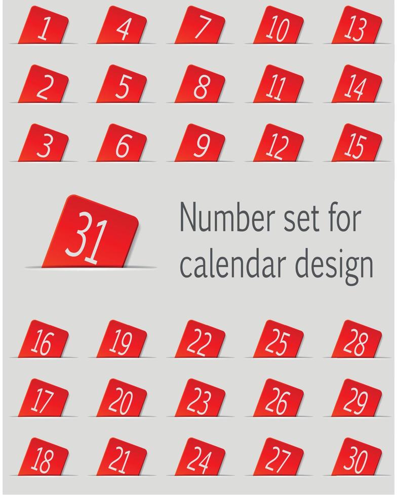 Set of calendar icons with numbers. Vector illustration