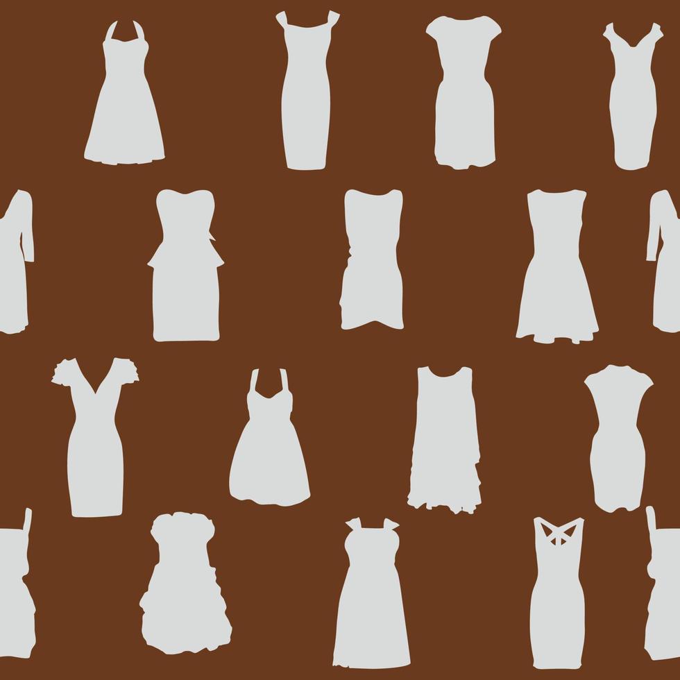 Set of dresses silhouette iseamless pattern. vector illustration