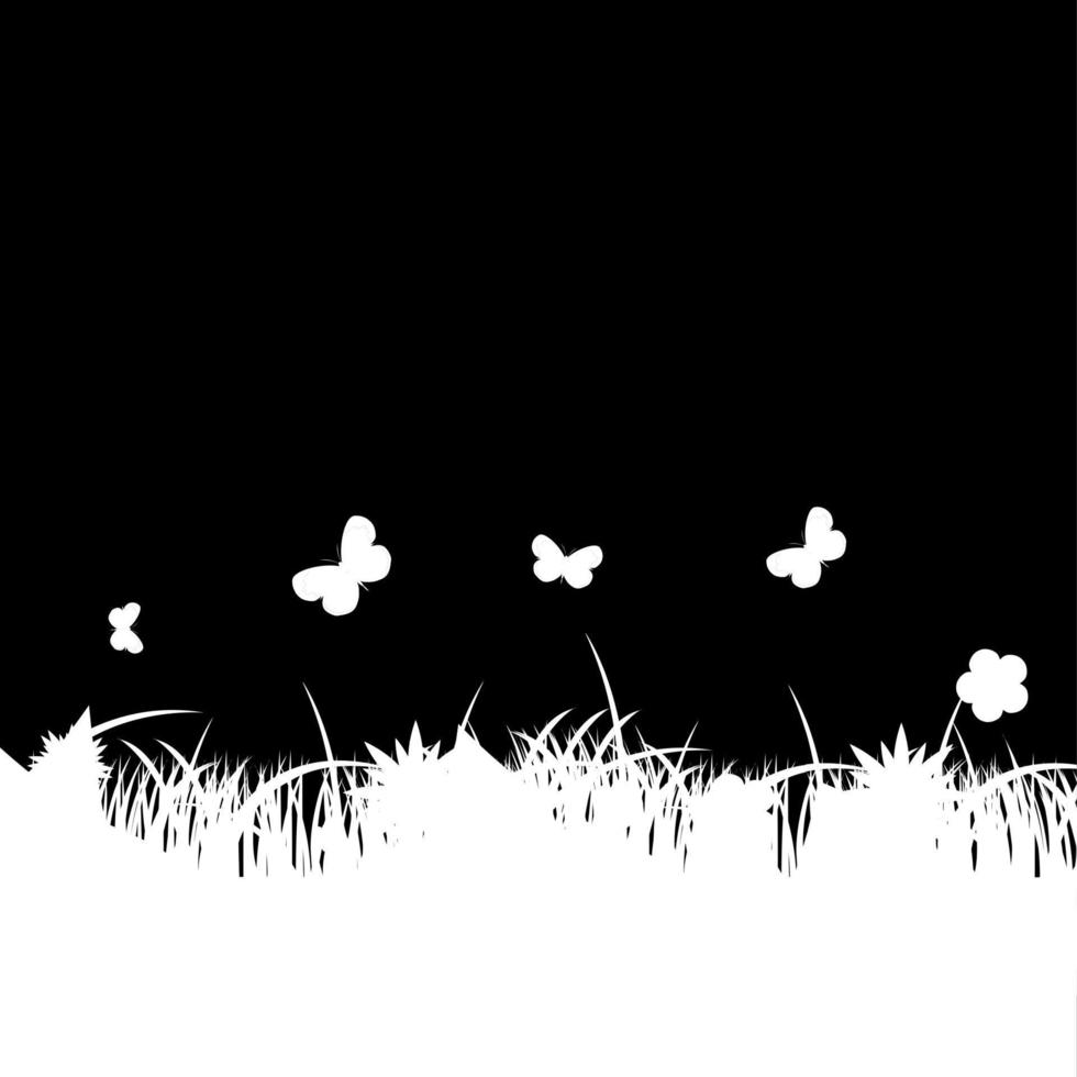 banner de flores y césped. ilustración vectorial vector