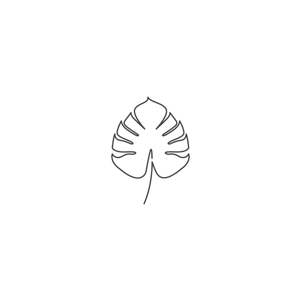 Monstera leaf, tropical leaves line art. Vector logo icon template