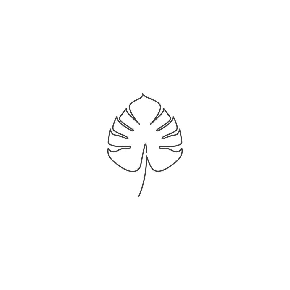 Monstera leaf, tropical leaves line art. Vector logo icon template