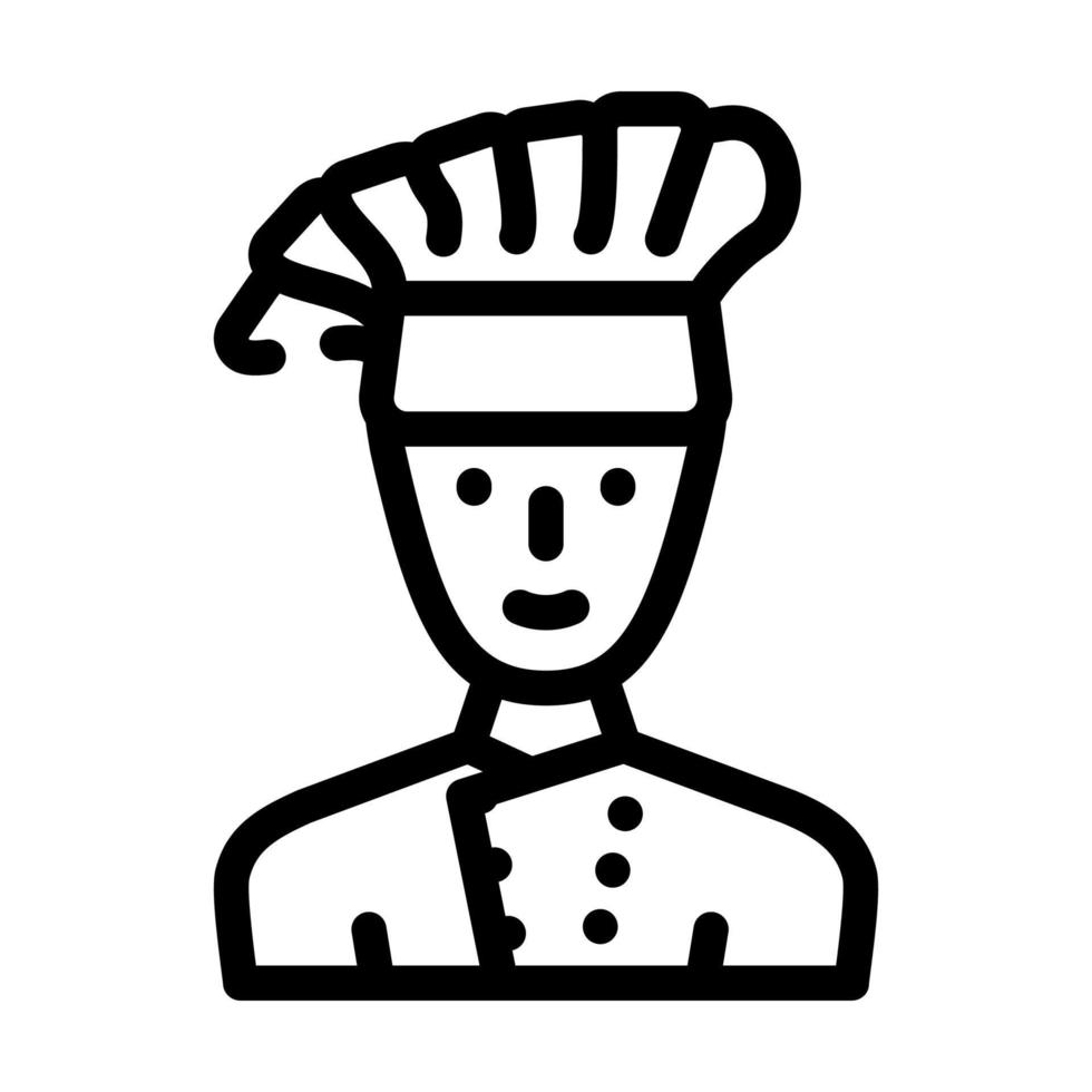 cook chef canteen worker line icon vector illustration