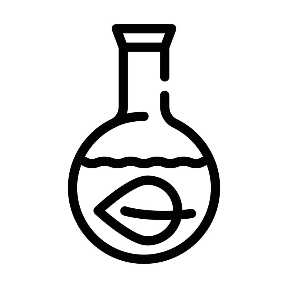 herbal leaf in laboratory flask line icon vector illustration