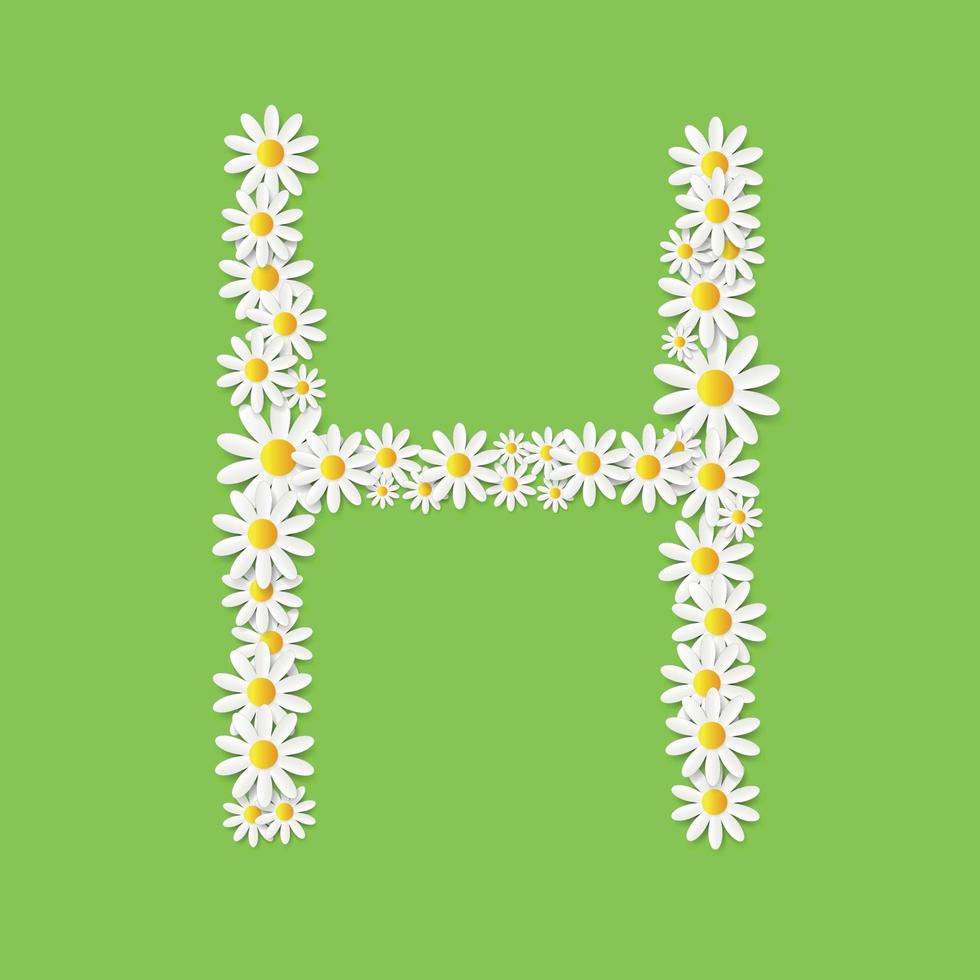 Flora Daisy Design Alphabet Vector Illustartion