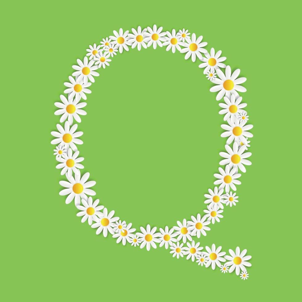 Flora Daisy Design Alphabet Vector Illustartion