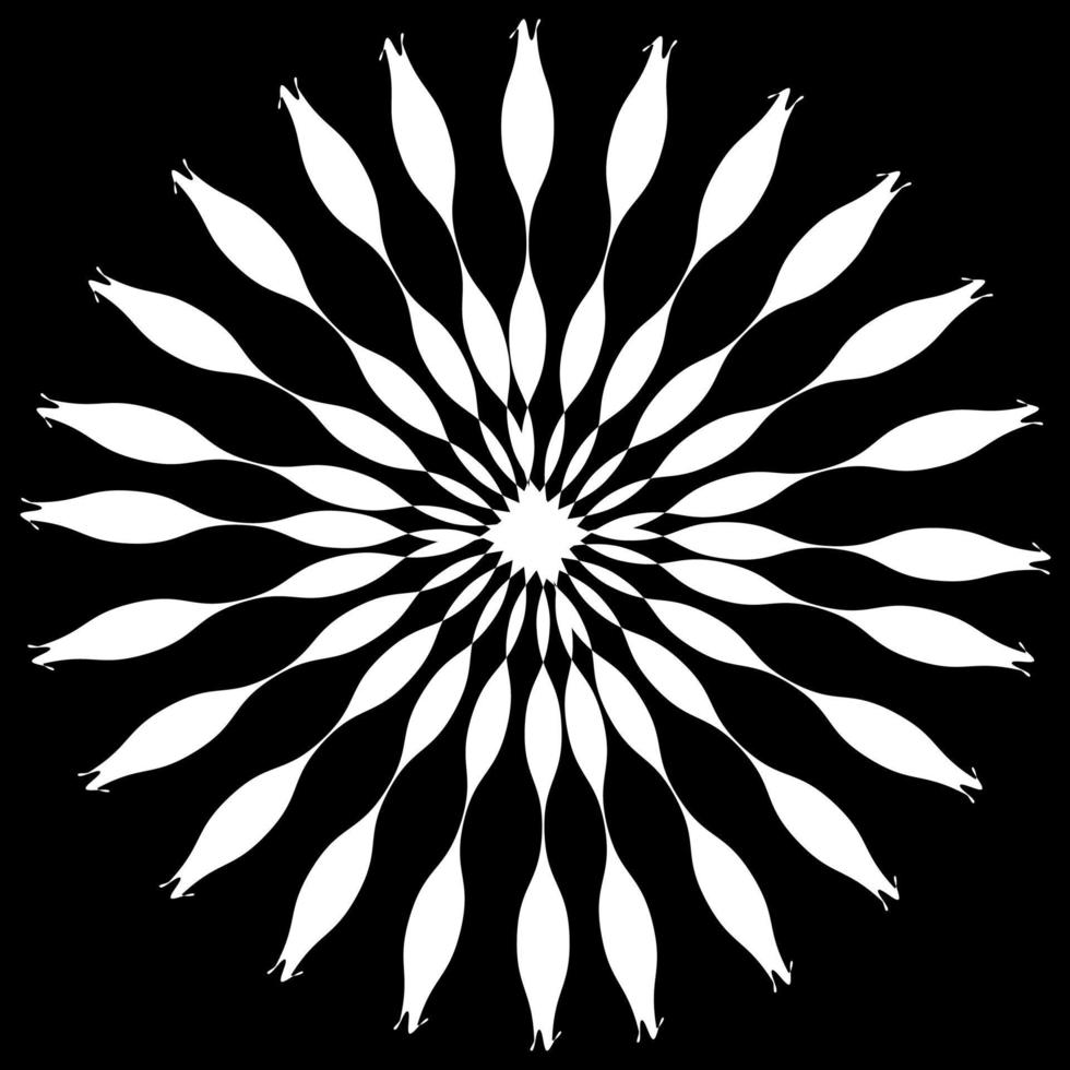 Black and White Abstract Psychedelic Art Background. Vector Illustration.