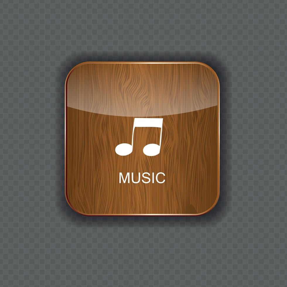 Music wood  application icons vector