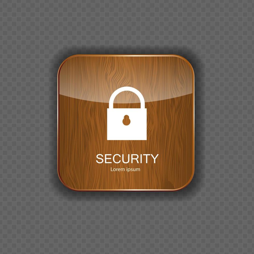 Security wood application icons vector