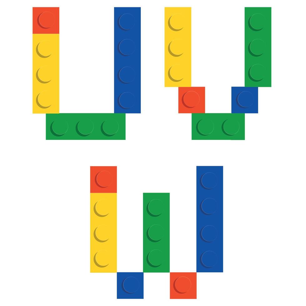 Alphabet set made of toy construction brick blocks isolated iso vector