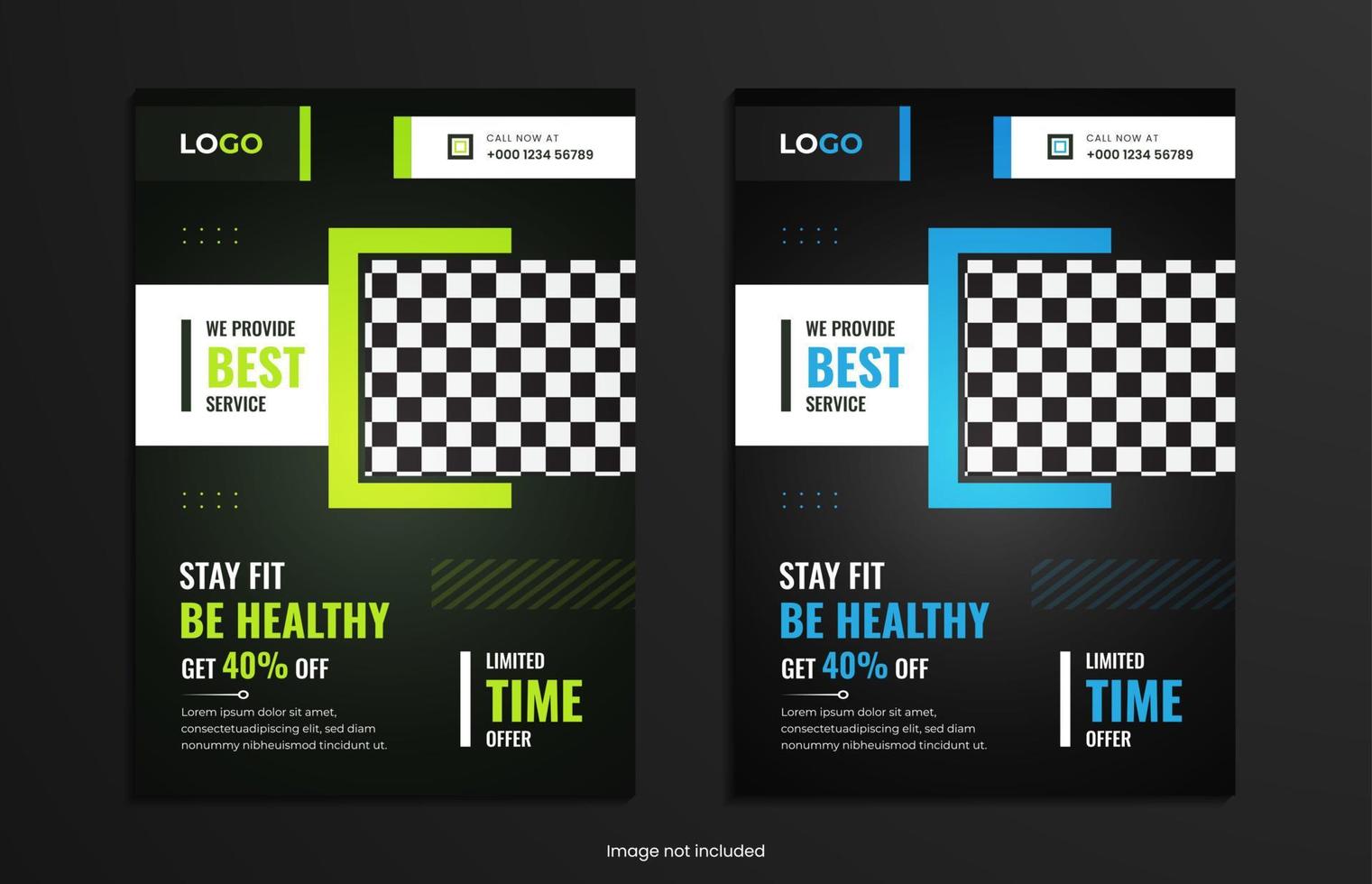 Minimal gym fitness poster and flyer design set vector