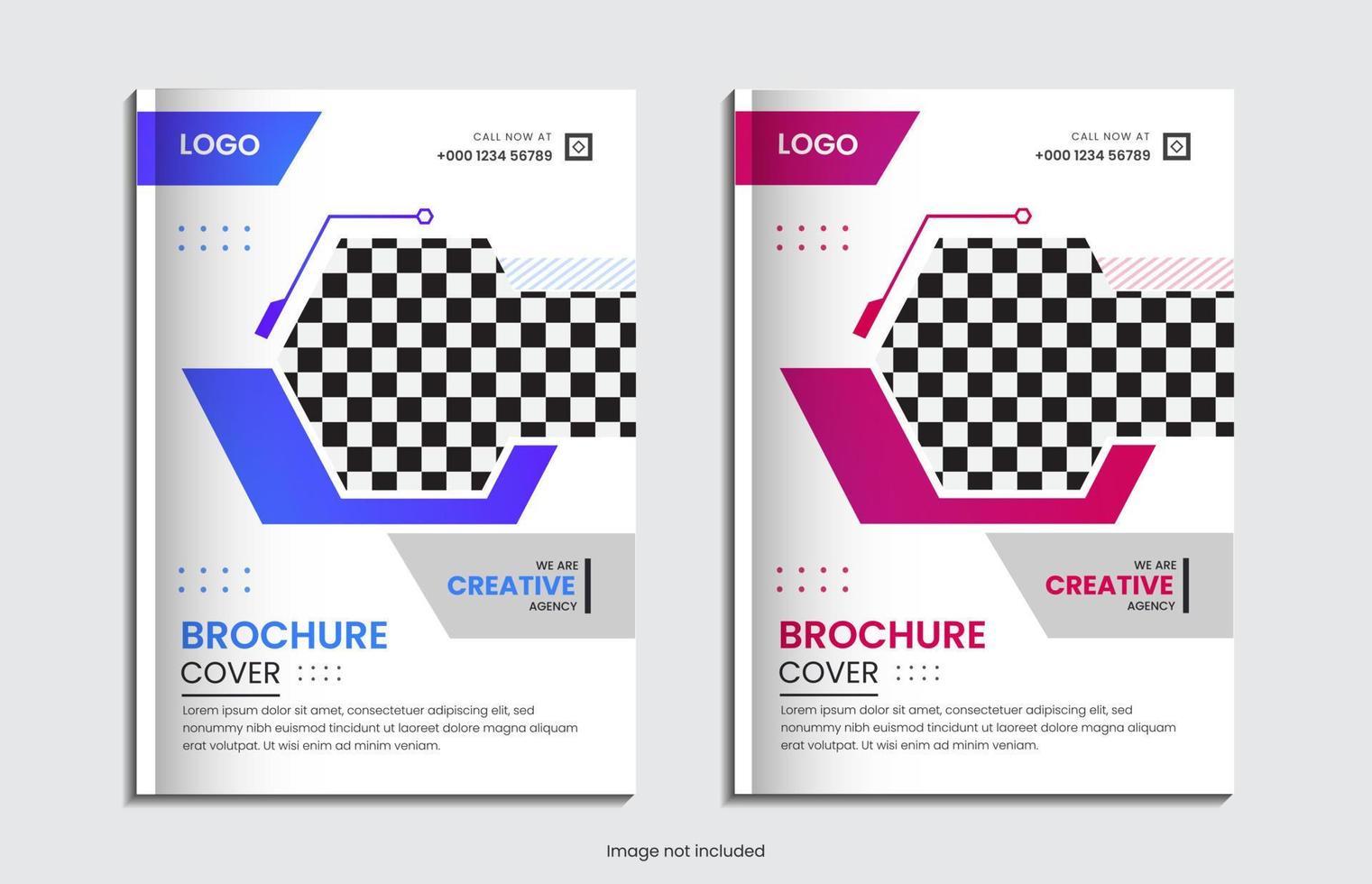 Modern business annual report cover set design with creative shapes vector