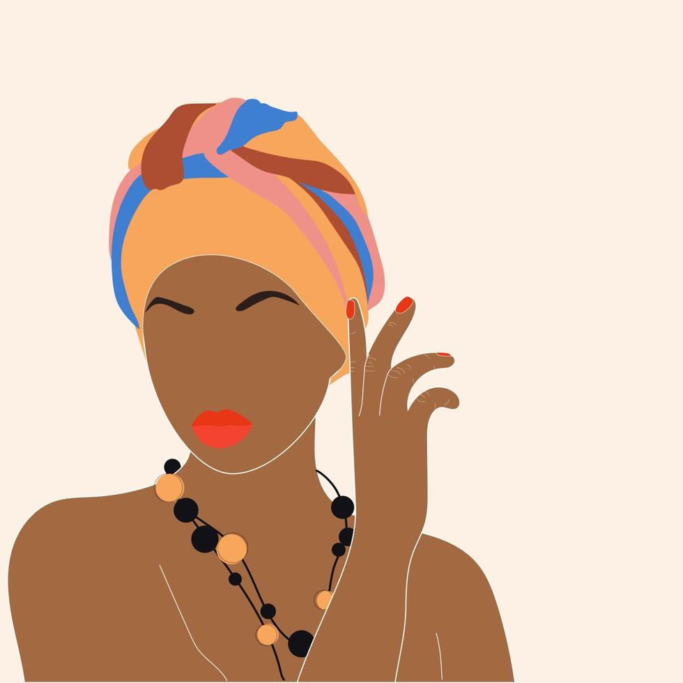 Portrait of woman with a traditional shawl vector