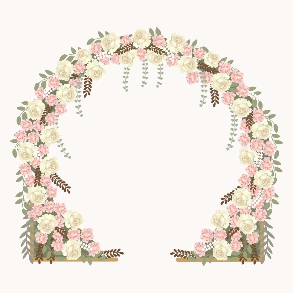 arco de boda con flores de peonía vector