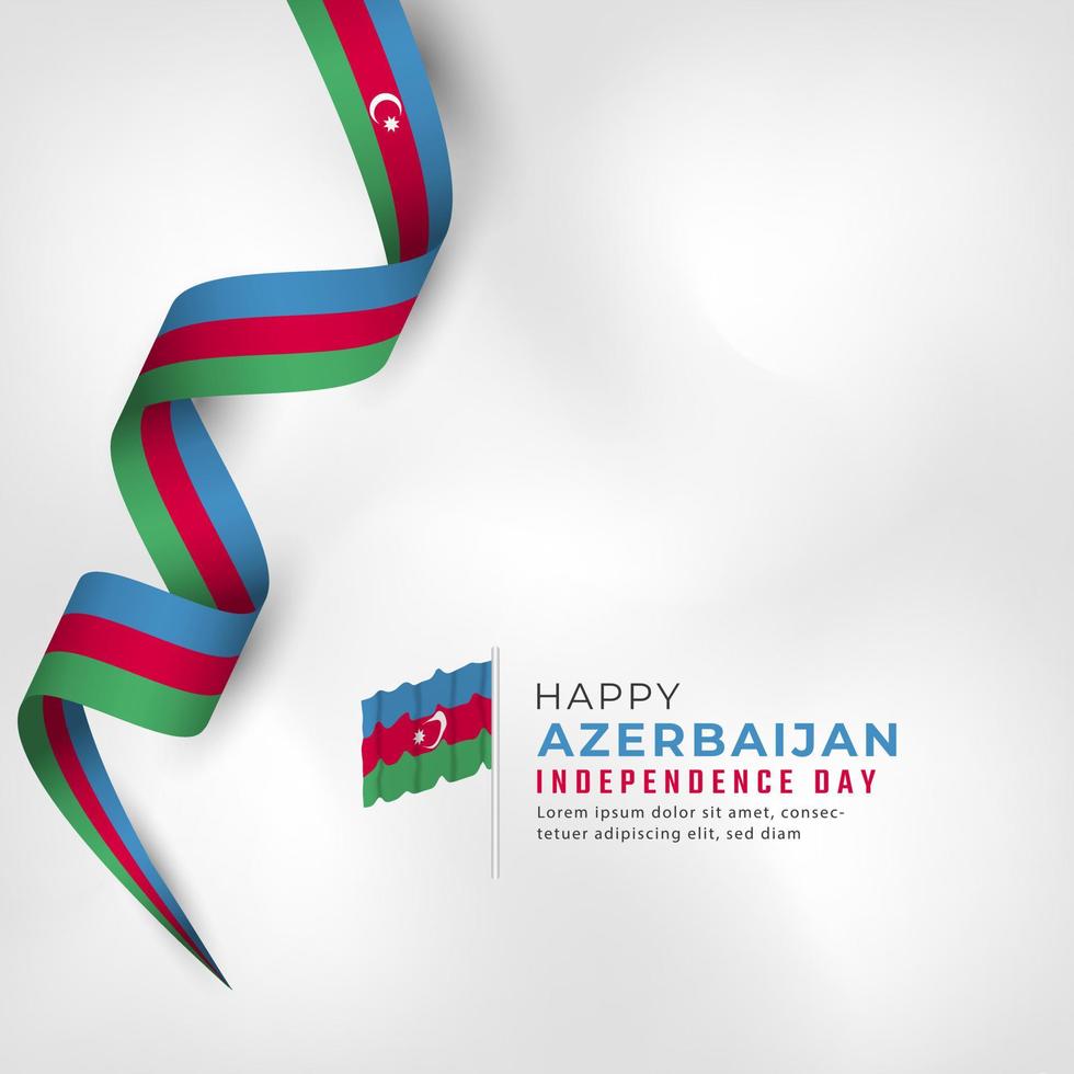 feliz celebración del día de la independencia de azerbaiyán ilustración de diseño vectorial. plantilla para poster, pancarta, publicidad, tarjeta de felicitación o elemento de diseño de impresión vector