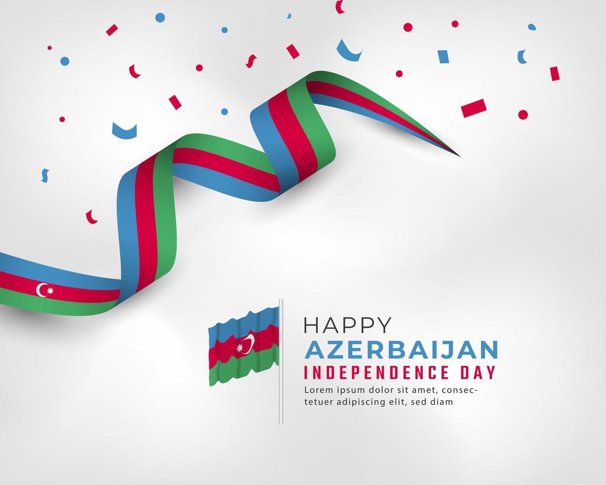 feliz celebración del día de la independencia de azerbaiyán ilustración de diseño vectorial. plantilla para poster, pancarta, publicidad, tarjeta de felicitación o elemento de diseño de impresión vector