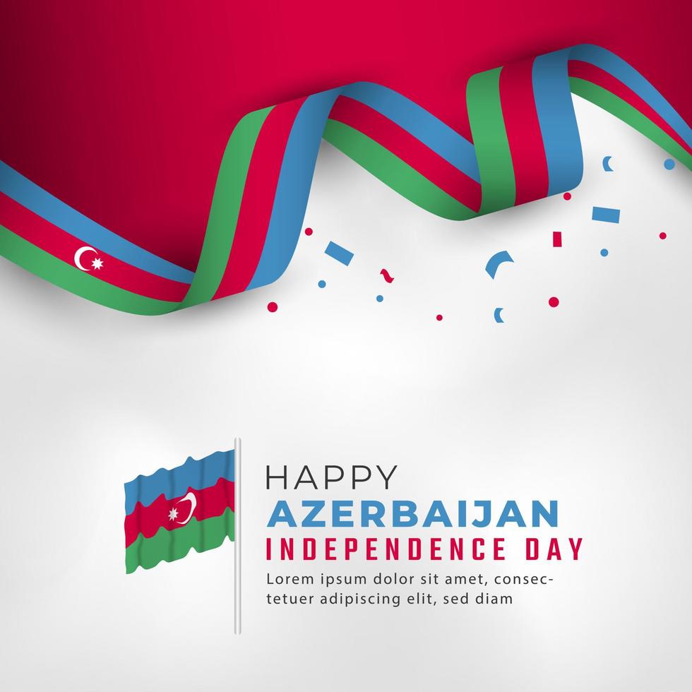 feliz celebración del día de la independencia de azerbaiyán ilustración de diseño vectorial. plantilla para poster, pancarta, publicidad, tarjeta de felicitación o elemento de diseño de impresión vector