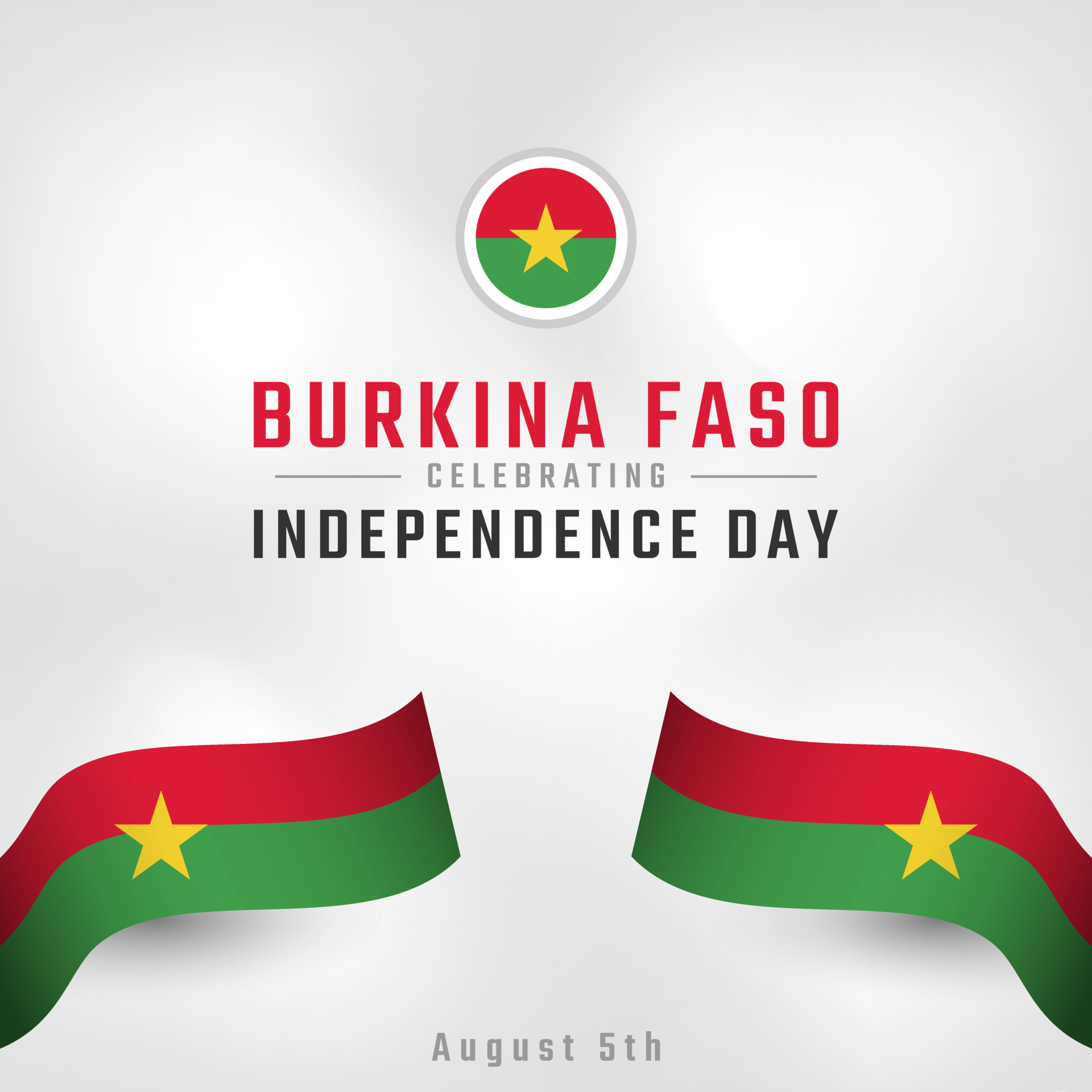 Happy Burkina Faso Independence Day August 5th Celebration Vector