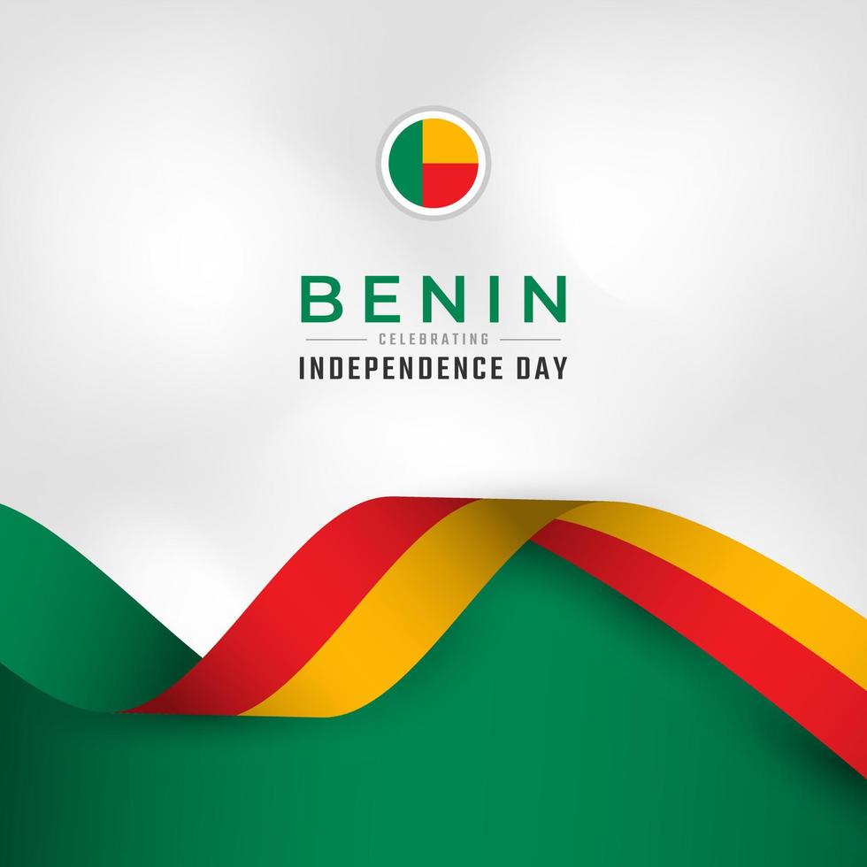 feliz día de la independencia de benin 1 de agosto ilustración de diseño vectorial de celebración. plantilla para poster, pancarta, publicidad, tarjeta de felicitación o elemento de diseño de impresión vector