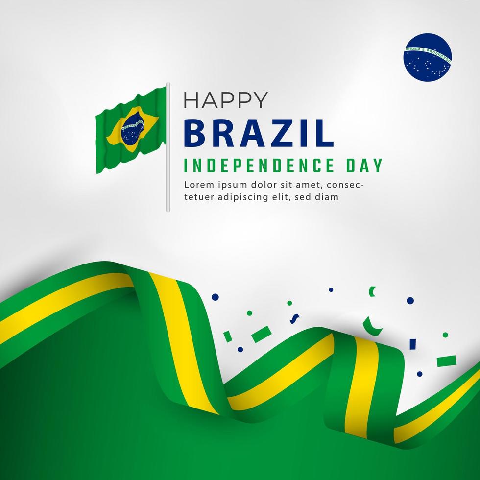 feliz día de la independencia de brasil 7 de septiembre celebración vector diseño ilustración. plantilla para poster, pancarta, publicidad, tarjeta de felicitación o elemento de diseño de impresión