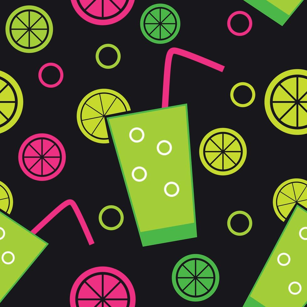 Citrus Cocktail Seamless Pattern Background Vector Illustration
