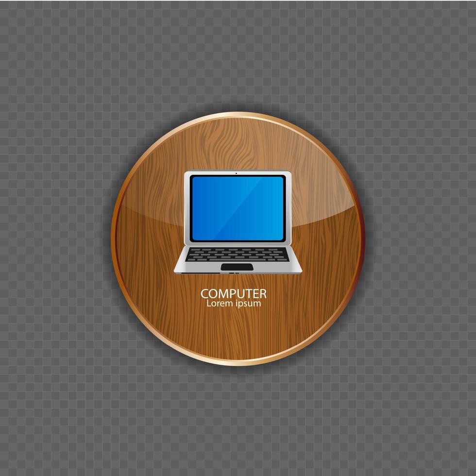 Ilustración de vector de iconos de aplicación de madera de computadora