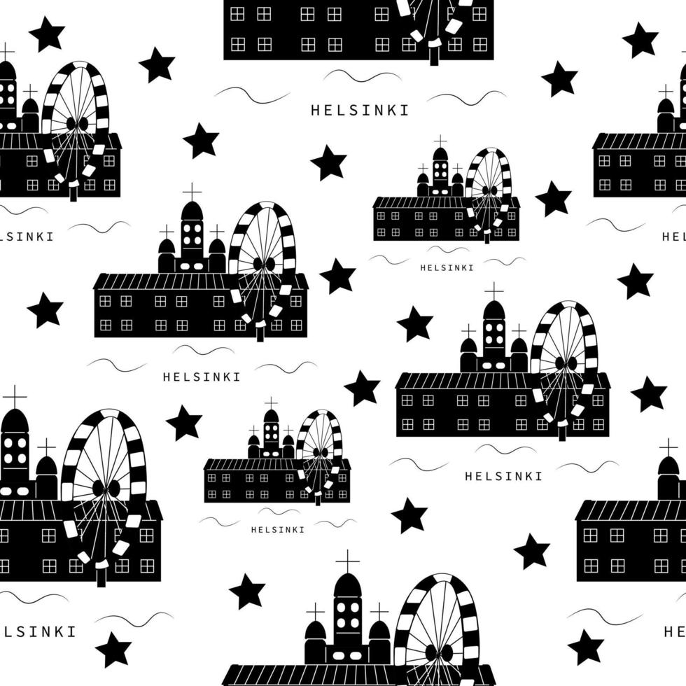 Helsinki, monochrome seamless pattern vector