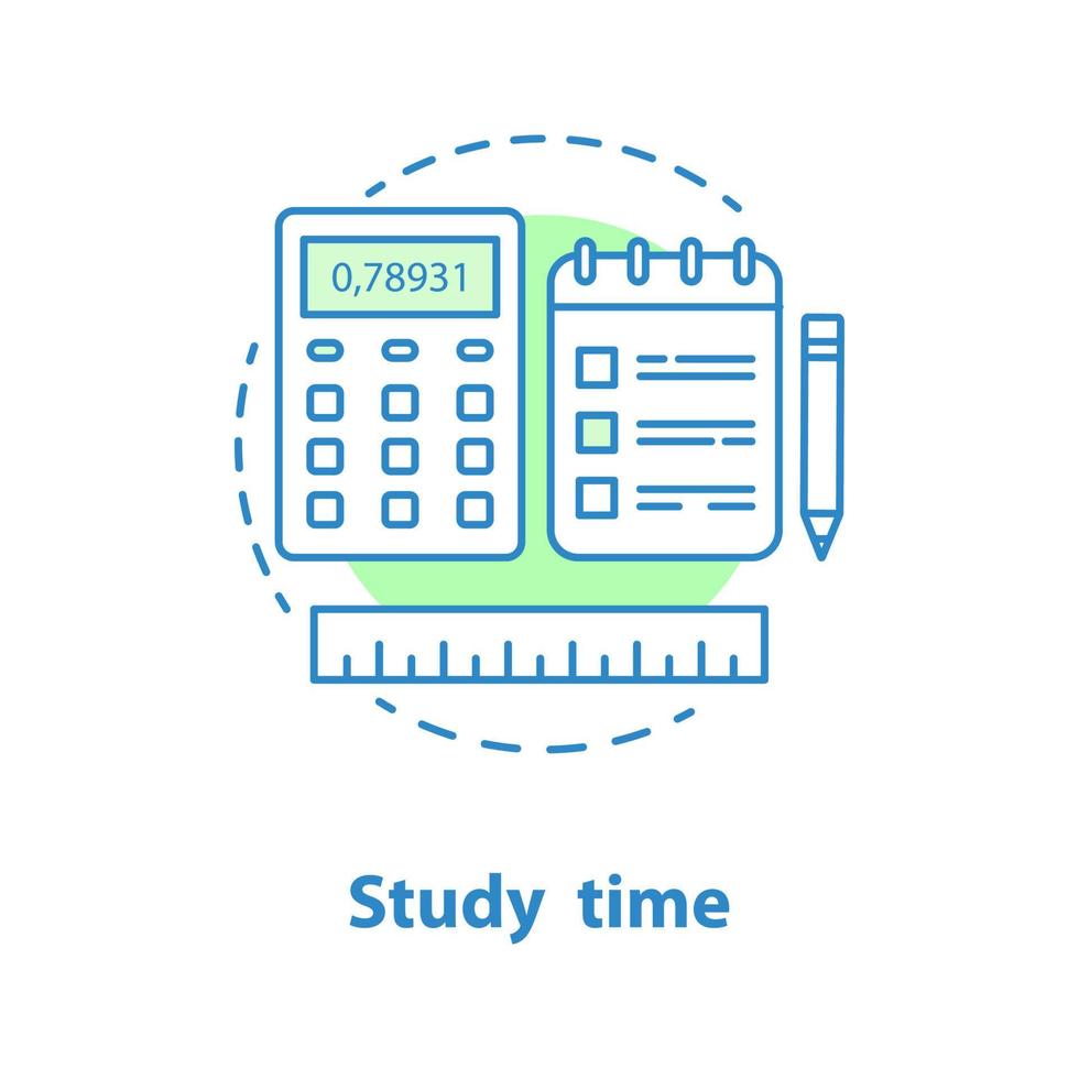 Study time concept icon. School education idea thin line illustration. Math. Vector isolated outline drawing
