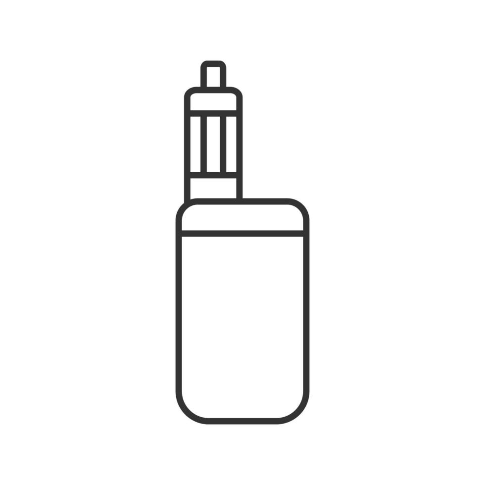 E-cigarette linear icon. Thin line illustration. Vaporizer. Vape box mod. Contour symbol. Vector isolated outline drawing