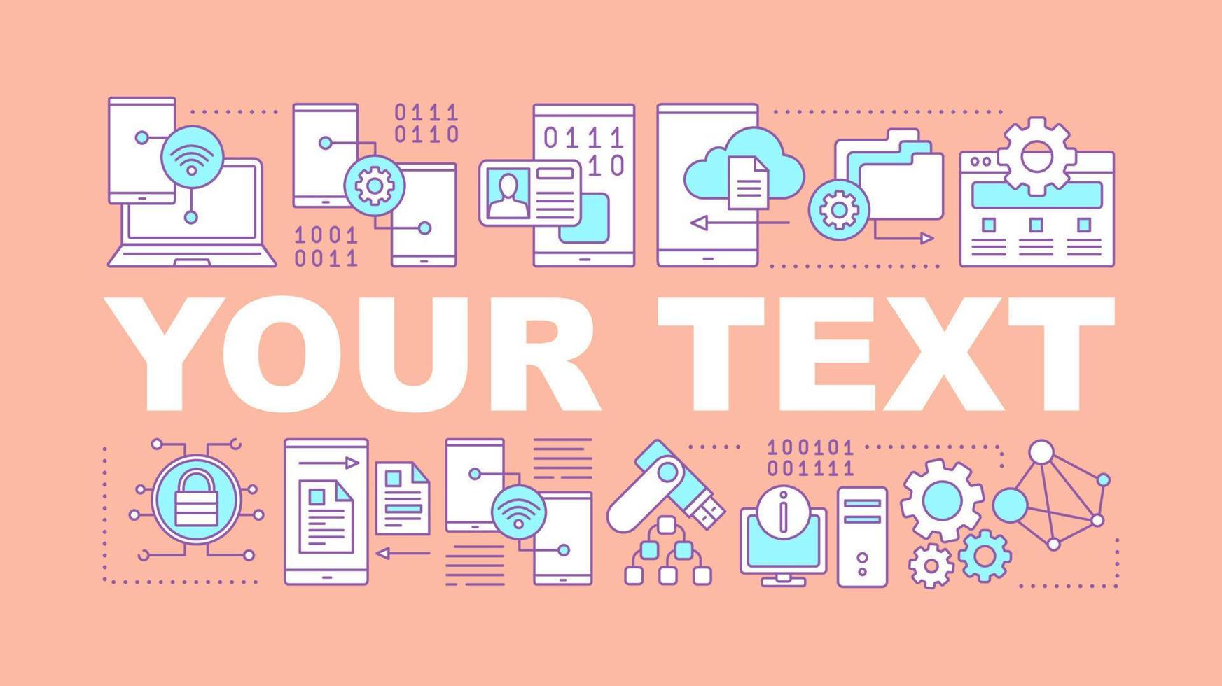 Digital technology word concepts banner. Computing. Smartphone data transfer. Internet connection. Web storage. Isolated lettering typography idea with linear icons. Vector outline illustration