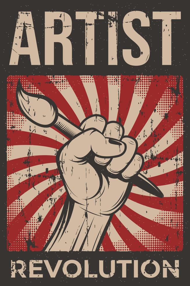 cartel rústico retro de la revolución del artista vector