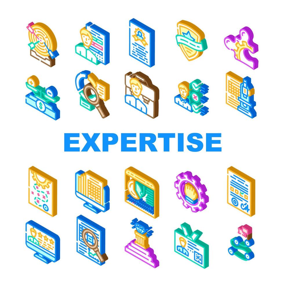 vector de conjunto de iconos de procesamiento de negocios de experiencia