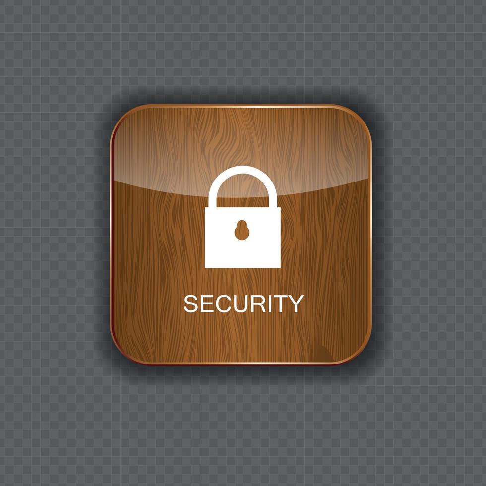 Security wood application icons vector
