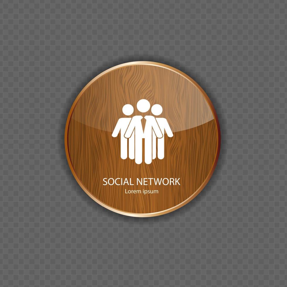Social network  wood  application icons vector
