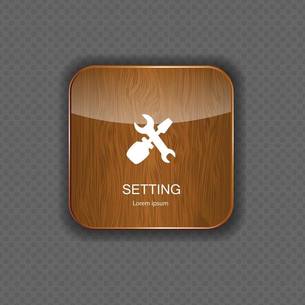 Setting wood  application icons vector