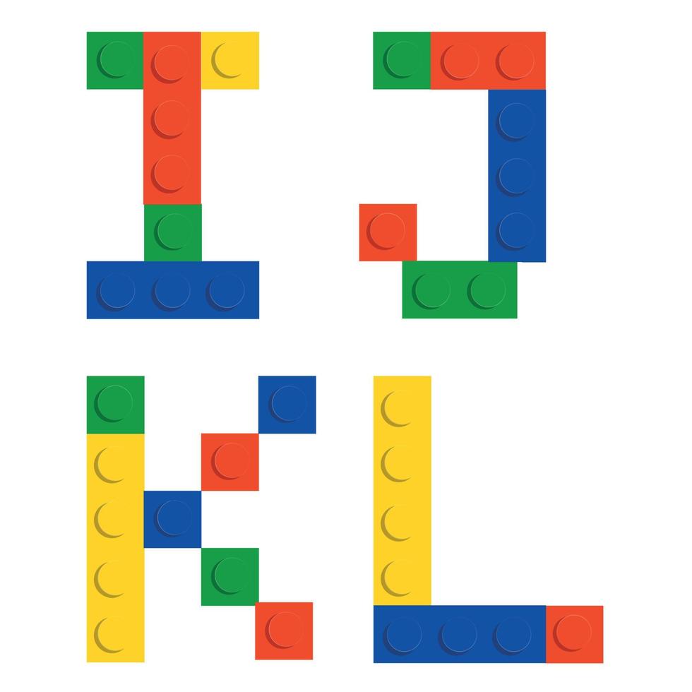 conjunto de alfabeto hecho de bloques de ladrillo de construcción de juguete aislado iso vector